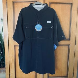 Columbia Men's PFG Short Sleeve Black Size
2XL Omnishield Button Down Outdoors